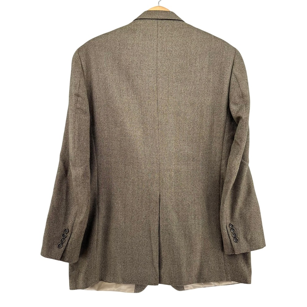 Lauren Ralph Lauren Lambswool Blazer Jacket Brown Herringbone 42L 2 Button Rich - Picture 2 of 9
